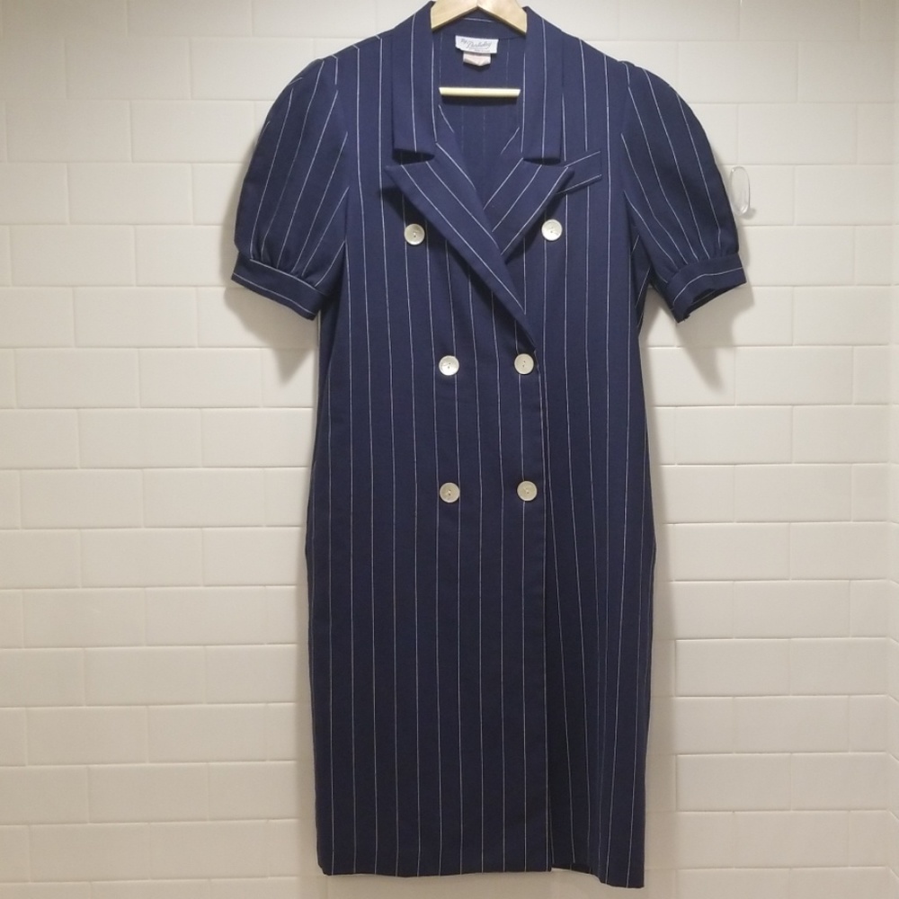 Vintage Pinstriped Blazer Dress